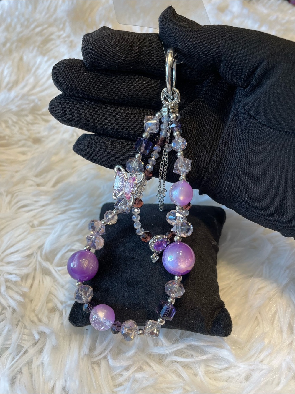 Beaded Butterfly Phone Charm